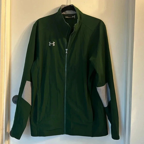 UNDER ARMOUR Squad Woven Warm Up Jacket green Zip medium - Picture 1 of 5